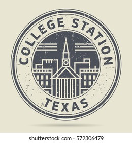 Grunge rubber stamp or label with text College Station, Texas written inside, vector illustration