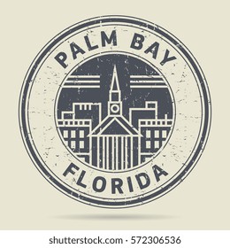 Grunge rubber stamp or label with text Palm Bay, Florida written inside, vector illustration