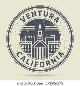 Grunge rubber stamp or label with text Ventura, California written inside, vector illustration