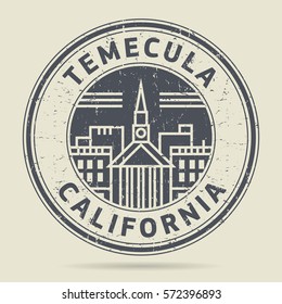 Grunge rubber stamp or label with text Temecula, California written inside, vector illustration