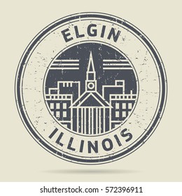 Grunge rubber stamp or label with text Elgin, Illinois written inside, vector illustration