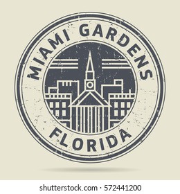 Grunge rubber stamp or label with text Miami Gardens, Florida written inside, vector illustration