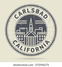 Grunge rubber stamp or label with text Carlsbad, California written inside, vector illustration