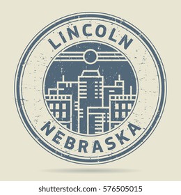 Grunge rubber stamp or label with text Lincoln, Nebraska written inside, vector illustration