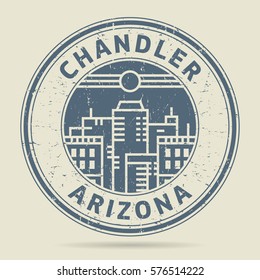 Grunge rubber stamp or label with text Chandler, Arizona written inside, vector illustration