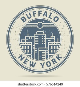 Grunge rubber stamp or label with text Buffalo, New York written inside, vector illustration svg