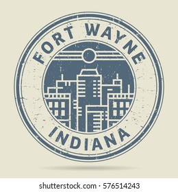 Grunge rubber stamp or label with text Fort Wayne, Indiana written inside, vector illustration