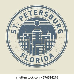 Grunge rubber stamp or label with text St. Petersburg, Florida written inside, vector illustration