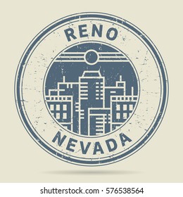 Grunge rubber stamp or label with text Reno, Nevada written inside, vector illustration