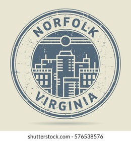 Grunge rubber stamp or label with text Norfolk, Virginia written inside, vector illustration
