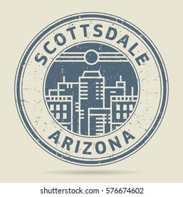 Grunge rubber stamp or label with text Scottsdale, Arizona written inside, vector illustration