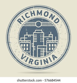 Grunge rubber stamp or label with text Richmond, Virginia written inside, vector illustration