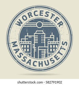 Grunge rubber stamp or label with text Worchester, Massachusetts written inside, vector illustration