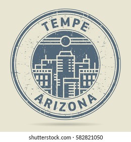 Grunge rubber stamp or label with text Tempe, Arizona written inside, vector illustration