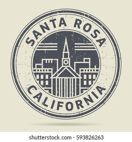 Grunge rubber stamp or label with text Santa Rosa, California written inside, vector illustration