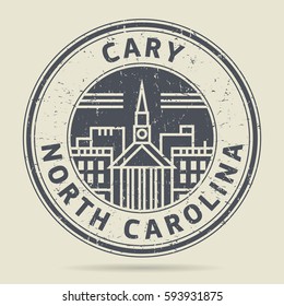 Grunge rubber stamp or label with text Cary, North Carolina written inside, vector illustration