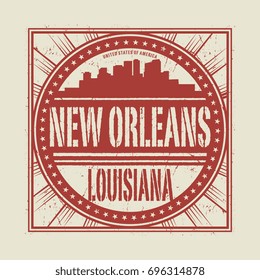 Grunge rubber stamp or label with text New Orleans, Louisiana written inside, vector illustration