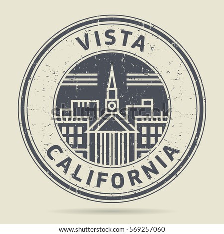 Grunge rubber stamp or label with text Vista, California written inside, vector illustration