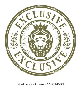 Grunge rubber stamp with Lion head and the word exclusive written inside the stamp