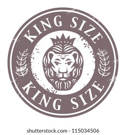 Grunge rubber stamp with Lion head and the words King Size written inside the stamp