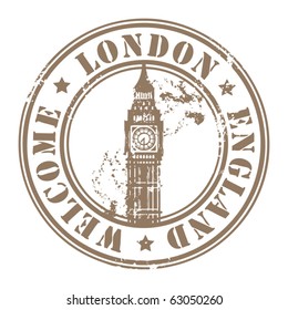 Grunge rubber stamp with London, England, Welcome inside, vector illustration