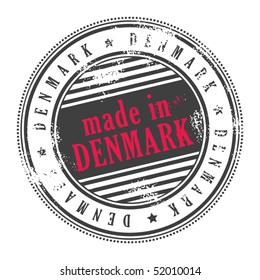 Grunge rubber stamp made in Denmark, vector illustration