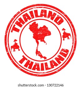 Grunge rubber stamp with map of Thailand  and the name Thailand written inside the stamp