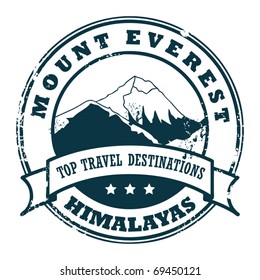 Grunge Rubber Stamp With The Mount Everest, Vector Illustration