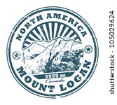 Grunge rubber stamp with the Mount Logan, highest mountain peak in Canada, vector illustration