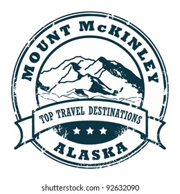 Grunge rubber stamp with the Mount McKinley, Alaska, vector illustration