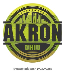 Grunge rubber stamp with name of Akron, Ohio, vector illustration