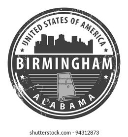 Grunge rubber stamp with name of Alabama, Birmingham, vector illustration