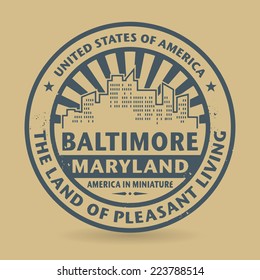Grunge rubber stamp with name of Baltimore, Maryland, vector illustration