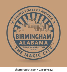 Grunge rubber stamp with name of Birmingham, Alabama, vector illustration