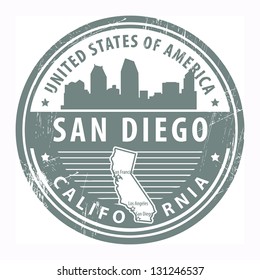 Grunge rubber stamp with name of California, San Diego, vector illustration