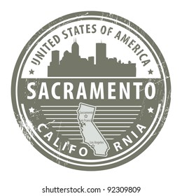 Grunge rubber stamp with name of California, Sacramento, vector illustration