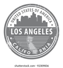 Grunge rubber stamp with name of California, Los Angeles, vector illustration