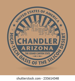 Grunge rubber stamp with name of Chandler, Arizona, vector illustration