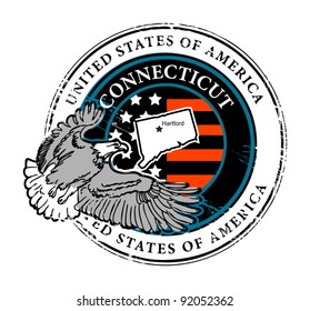 Grunge rubber stamp with name of Connecticut, vector illustration