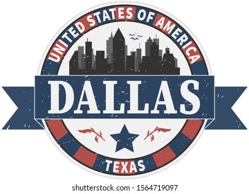 grunge rubber stamp with the name of Dallas city the third largest city from Texas, from United States of America.