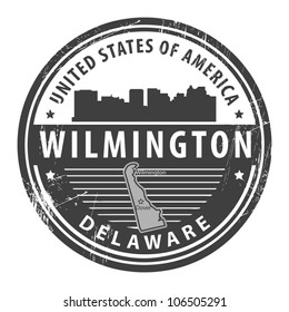 Grunge rubber stamp with name of Delaware, Wilmington, vector illustration