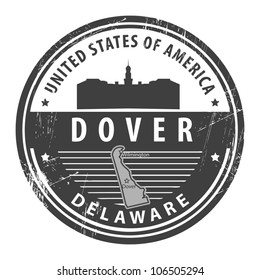 Grunge rubber stamp with name of Delaware, Dover, vector illustration