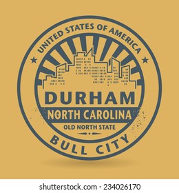 Grunge rubber stamp with name of Durham, North Carolina, vector illustration