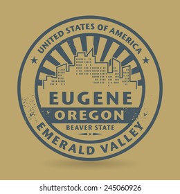 Grunge rubber stamp with name of Eugene, Oregon, vector illustration