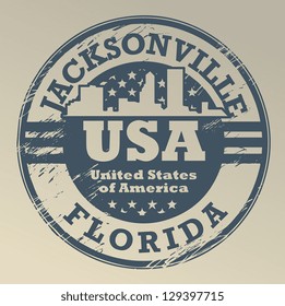 Grunge rubber stamp with name of Florida, Jacksonville, vector illustration