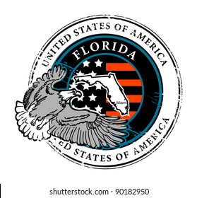 Grunge rubber stamp with name of Florida, vector illustration