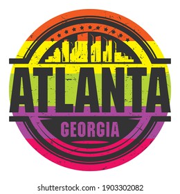 Grunge rubber stamp with name of Georgia, Atlanta, vector illustration