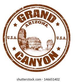 Grunge rubber stamp with the name of the Grand Canyon from United States of America written inside the stamp