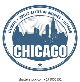 Grunge rubber stamp with name of Illinois, Chicago, vector illustration