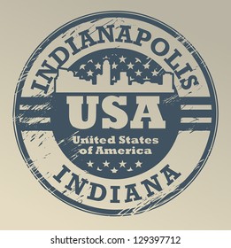 Grunge rubber stamp with name of Indiana, Indianapolis, vector illustration